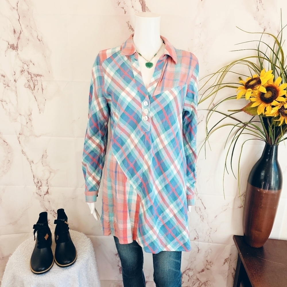 Soft Surroundings Colorful Plaid Button-Up Shirt
